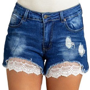 Lace Insert Denim Shorts   *ALL ITEMS ARE NEW, FROM MY CLOSED BOUTIQUE* #9240